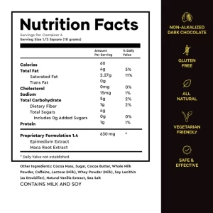 Tabs dark chocolate nutrition facts and ingredient label